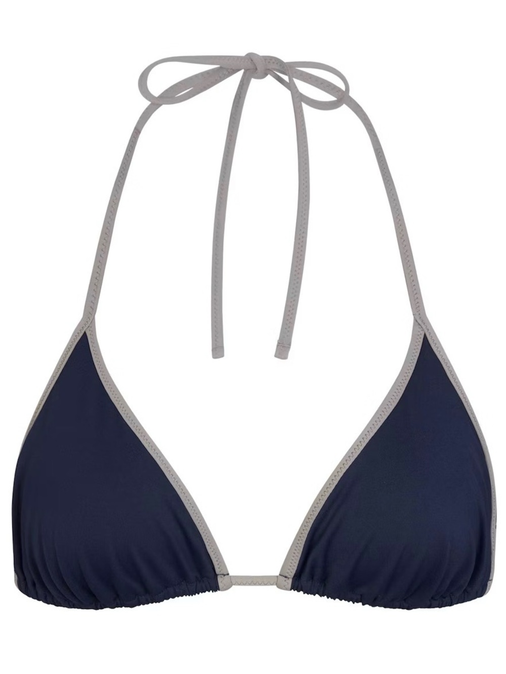 SKIMS Navy Triangle Bikini Top with Gray Trim